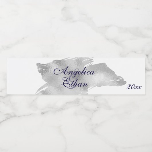 Étiquette Pour Bouteilles D'eau Moderne, Argent, Customisé (Étiquettes simples)