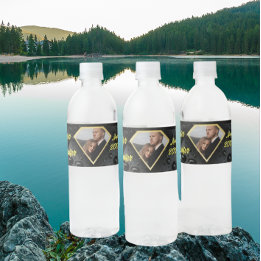 Étiquette Pour Bouteilles D'eau Moderne Elégant Diamant d'Or Personnalisé Mariage