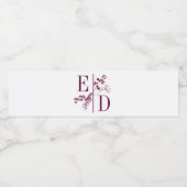 Étiquette Pour Bouteilles D'eau Moderne Mariage Bourgogne Initiales Bouteille d'ea (Étiquettes simples)