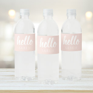 Étiquette Pour Bouteilles D'eau Moderne Minimal Pastel Rose Bonjour Et Vous Nom