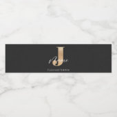 Étiquette Pour Bouteilles D'eau Moderne Monogramme Initial J & Nom Personnalisé (Étiquettes simples)