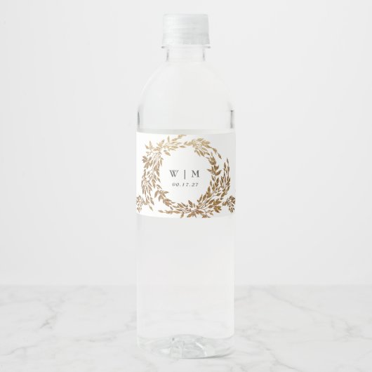 Étiquette Pour Bouteilles D'eau Monogram Crest classique Mariage élégant (Devant)
