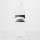 Étiquette Pour Bouteilles D'eau Monogramme à rayures noir et blanc moderne (Dos)