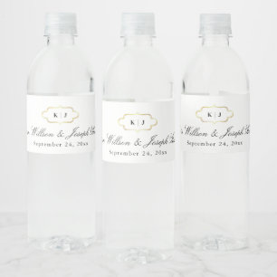 ÉTIQUETTE POUR BOUTEILLES D'EAU MONOGRAMME CLASSIQUE ET MARIAGE DE CALLIGRAPHIE RO