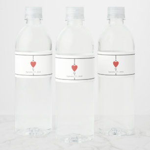 Étiquette Pour Bouteilles D'eau Monogramme Coeurs de jeu Mariage de carte