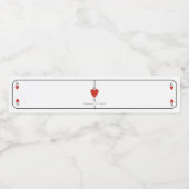 Étiquette Pour Bouteilles D'eau Monogramme Coeurs de jeu Mariage de carte (Étiquettes simples)