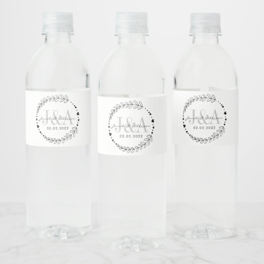 Étiquette Pour Bouteilles D'eau monogramme élégant bar moderne mariage (Bouteilles)
