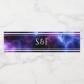 Étiquette Pour Bouteilles D'eau Monogramme Galaxie Violette Nébuleuse Spatiale (Étiquettes simples)