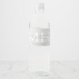 Étiquette Pour Bouteilles D'eau Monogrammé Hommes, Cartes de Visite Grises