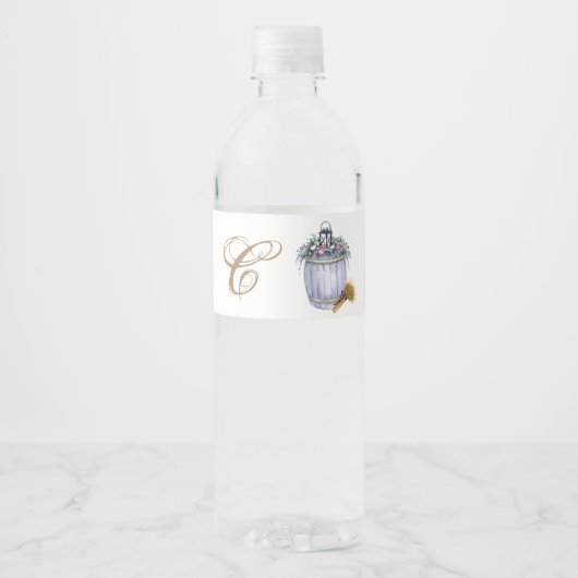 Étiquette Pour Bouteilles D'eau Monogramme initiale bouteille d'eau Étiquette été (Devant)