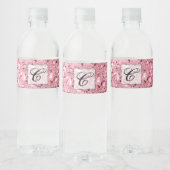 Étiquette Pour Bouteilles D'eau Monogramme Initiale Étiquette bouteille d'eau Rose (Bouteilles)