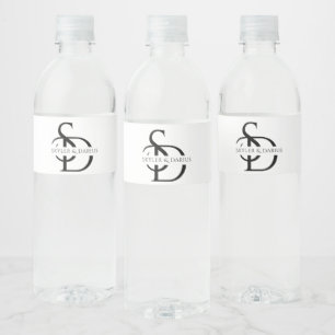 Étiquette Pour Bouteilles D'eau Monogramme Mariage Simple Personnalisé Avec Nom