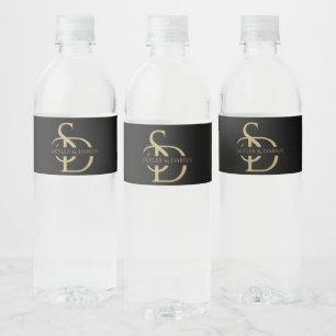 Étiquette Pour Bouteilles D'eau Monogramme Mariage Simple Personnalisé Avec Nom