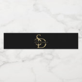 Étiquette Pour Bouteilles D'eau Monogramme Mariage Simple Personnalisé Avec Nom (Étiquettes simples)