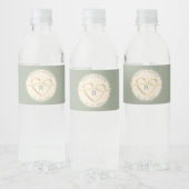 Étiquette Pour Bouteilles D'eau Monogramme Mariage vert Sage (Bouteilles)