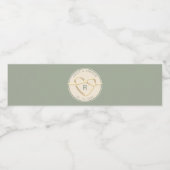 Étiquette Pour Bouteilles D'eau Monogramme Mariage vert Sage (Étiquettes simples)