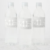 Étiquette Pour Bouteilles D'eau Monogramme masculin, affaires grises (Bouteilles)