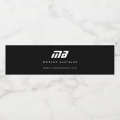 Étiquette Pour Bouteilles D'eau Monogramme minimal professionnel noir sportif (Étiquettes simples)