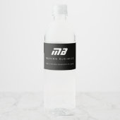 Étiquette Pour Bouteilles D'eau Monogramme minimal professionnel noir sportif (Devant)