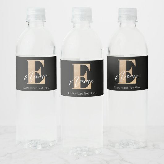 Étiquette Pour Bouteilles D'eau Monogramme moderne E & Nom initial Personnalisé (Bouteilles)