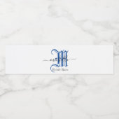 Étiquette Pour Bouteilles D'eau monogramme nom commercial personnalisé initial ble (Étiquettes simples)