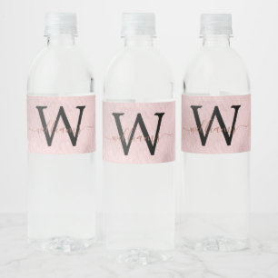 Étiquette Pour Bouteilles D'eau Monogramme rose Parties scintillant or