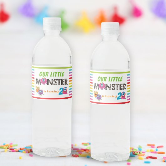 Étiquette Pour Bouteilles D'eau Monster Thème fête d'anniversaire