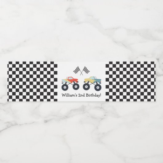 Étiquette Pour Bouteilles D'eau Monster Truck Party (Étiquettes simples)