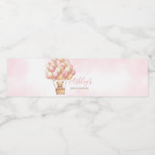 Étiquette Pour Bouteilles D'eau Montgolfière Ours Rose (Étiquettes simples)