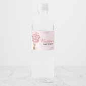 Étiquette Pour Bouteilles D'eau Montgolfière Rose Fête de Bébé (Devant)
