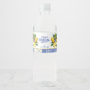 Étiquette Pour Bouteilles D'eau Mosaïque italienne Carrelage bleu et Fête des mari