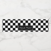 Étiquette Pour Bouteilles D'eau Motif À damiers noir et blanc (Étiquettes simples)