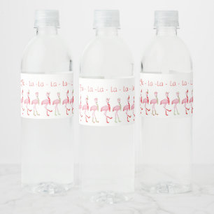 Étiquette Pour Bouteilles D'eau Motif Flamingo rose pâle de Noël