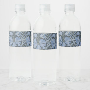 Étiquette Pour Bouteilles D'eau Motif floral aquarelle bleu élégant