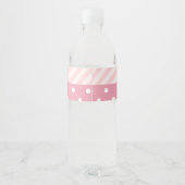 Étiquette Pour Bouteilles D'eau Motif tendance Pink Polka Dot Stripes (Dos)