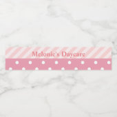 Étiquette Pour Bouteilles D'eau Motif tendance Pink Polka Dot Stripes (Étiquettes simples)