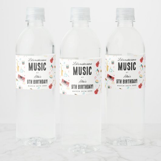 Étiquette Pour Bouteilles D'eau Musical Instruments Music Theme Birthday Party (Bouteilles)