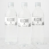 Étiquette Pour Bouteilles D'eau Nashville Skyline | Message de bienvenue (Bouteilles)