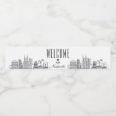 Étiquette Pour Bouteilles D'eau Nashville Skyline | Message de bienvenue (Étiquettes simples)