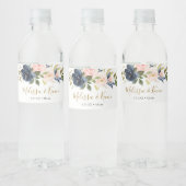 Étiquette Pour Bouteilles D'eau Navy et floral rose (Bouteilles)