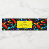 Étiquette Pour Bouteilles D'eau Neon Paint Splatter Bat mitzvah, Anniversaire (Étiquettes simples)