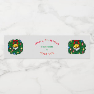 Étiquette Pour Bouteilles D'eau Noël mène toujours à la maison Couronne de sapin