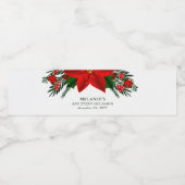 Étiquette Pour Bouteilles D'eau Noël Red Poinsettia Pine Green Event (Étiquettes simples)