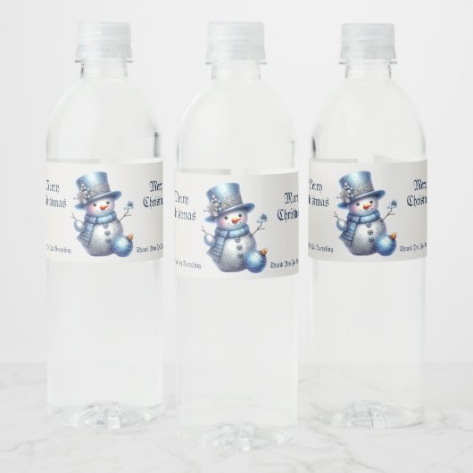 Étiquette Pour Bouteilles D'eau Noël Snowman Élégant Vacances d'hiver (Bouteilles)