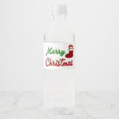 Étiquette Pour Bouteilles D'eau Noël Stocker rouge vert script (Devant)