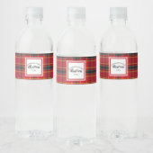Étiquette Pour Bouteilles D'eau Noël Tartan Plaid Nom de famille Année (Bouteilles)
