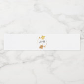 Étiquette Pour Bouteilles D'eau Noir Blanc Golden Flower Monogramme initial (Étiquettes simples)