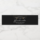 Étiquette Pour Bouteilles D'eau Noir Blanc Script Gold Casquette Graduation (Étiquettes simples)