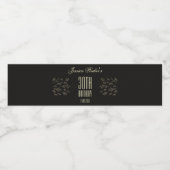 Étiquette Pour Bouteilles D'eau Noir Élégant Floral Adulte Anniversaire (Étiquettes simples)
