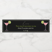 Étiquette Pour Bouteilles D'eau Noir et rose classique cocktail drôle (Étiquettes simples)